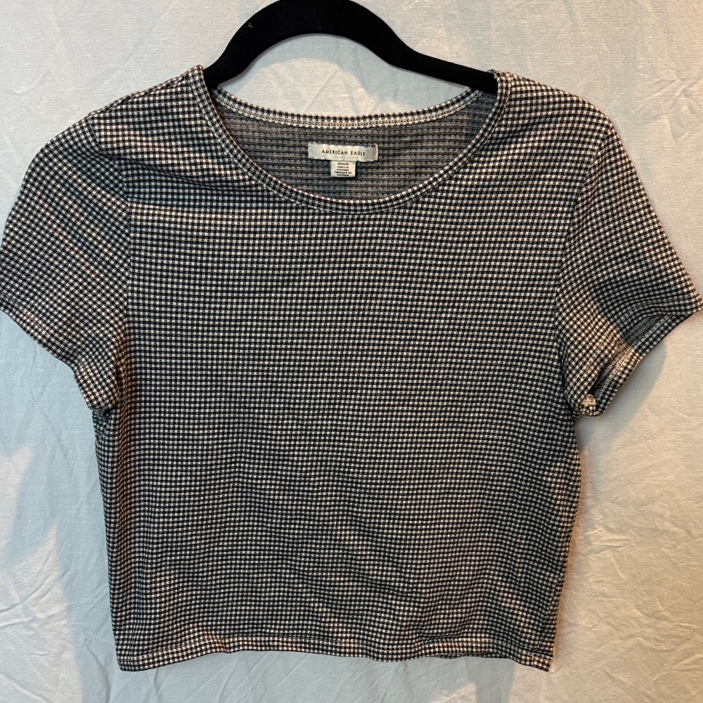 American Eagle Outfitters Black and White Checkered Tee